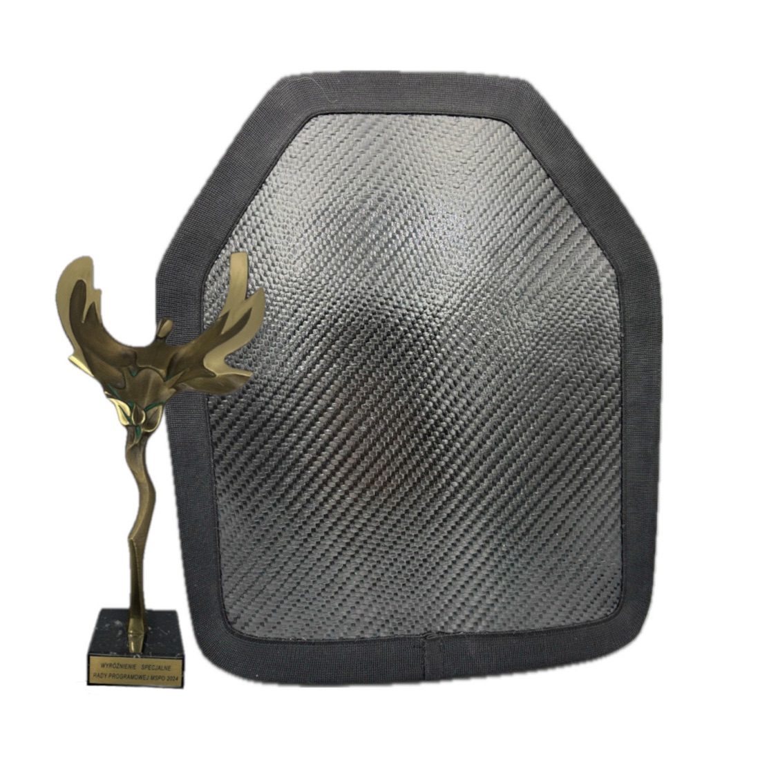 WARRIOR CHARLIE plate beside its MSPO 2024 special award trophy